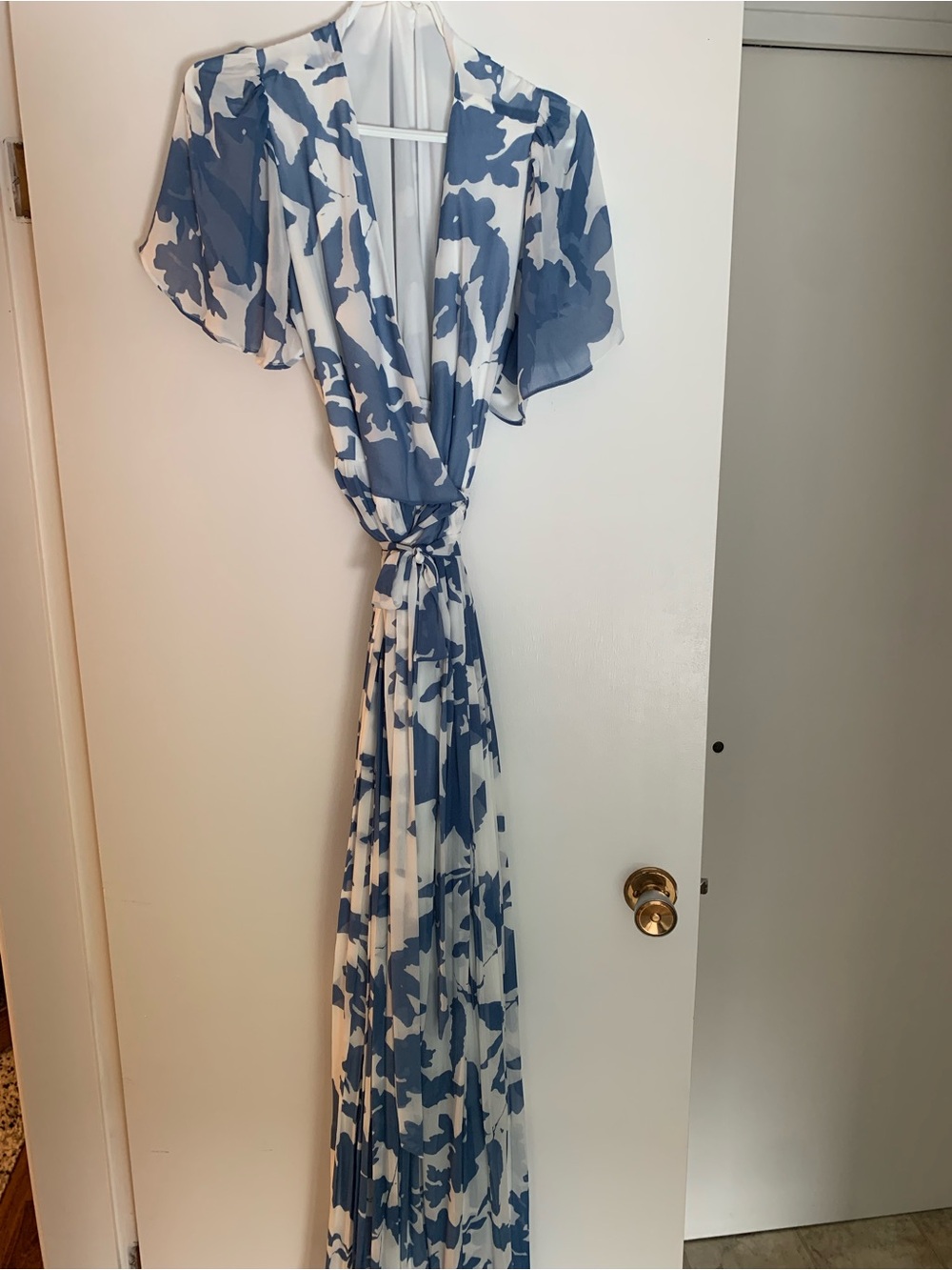 Baltic Born Blue and White Floral Wrap Maxi Dress